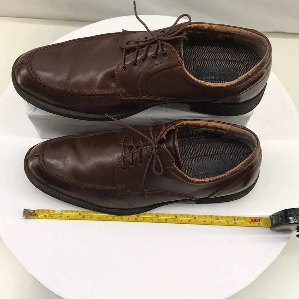 DOCKERS Men’s Brown Leather w/Derby Style Open Lacing System Dress Shoes—Sz 9.5M